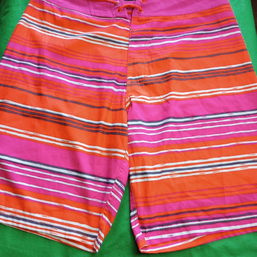 Under Armour Pink and Orange Striped Athletic Shorts